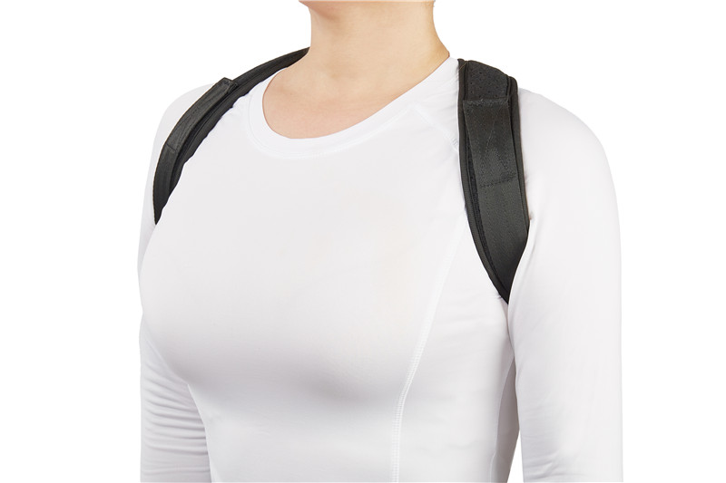 Correttore per la postura della parte superiore della schiena regolabile in tessuto di nylon in pelle PU (4)
