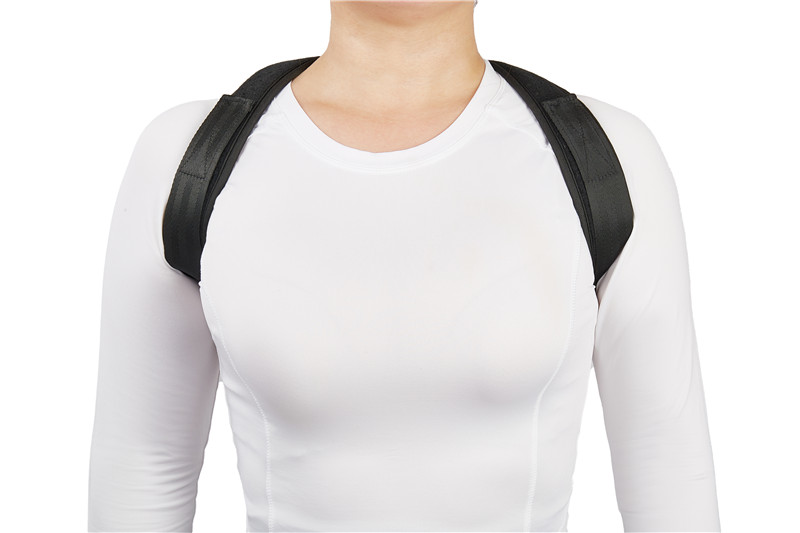 Corrector de postura de la parte superior da espalda para alivio da dor axustable de tecido de nailon de coiro PU (5)