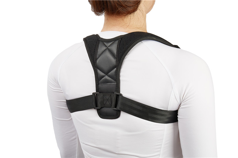 Кожа PU Нейлоновая ткань Регулируемый корректор осанки для облегчения боли в верхней части спины (6)