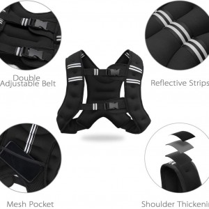 Weighted Vest, 6lb/8lb/12lb/16lb/20lb/25lb/30lb Weight Vest with Reflective Stripe for Workout, Strength Training, Running, Fitness, Muscle Building, Weight Loss, Weightlifting