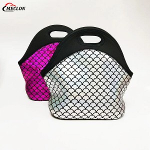 Custom Design Neoprene Lunch Tote Bag for Children Zipper Open