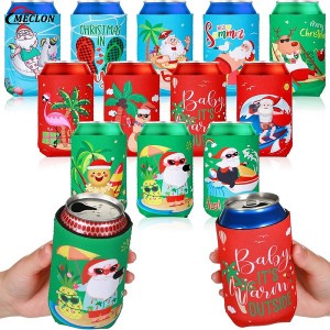 Custom Christmas Summer 12 oz Beer Neoprene Can Cooler Sleeves