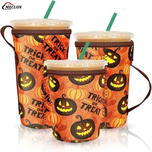 Holiday Reusable Iced Coffee Cup Sleeve Halloween Christmas Insulated Neoprene Cup Sleeve