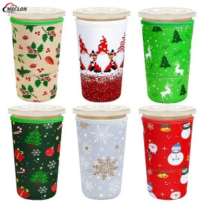Custom Sublimation Neoprene Insulated Christmas Coffee Cup Sleeves 16-32 oz Drink Cup Sleeve