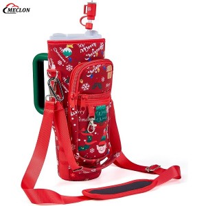 Durable for 40oz Tumbler Cup Sleeve Christmas Neoprene Bottle Cover with Phone Pouch