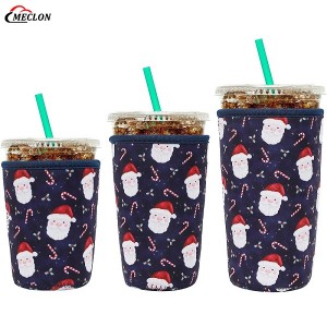 Custom Neoprene Insulator Sleeve for Iced Coffee Cups Santa Claus Coffee Coolies Sleeves for Iced & Hot Drinks