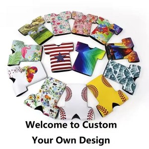 Custom Any Design logo Beer Sleeve Collapsible Sports T-Shirt Shape Beer Bottle Cooler Beverage Jacket Neoprene Bottle Sleeve