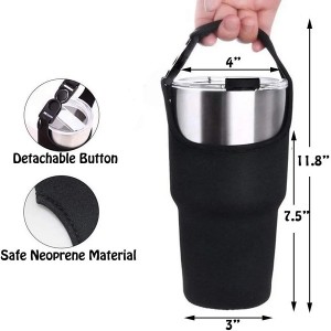 Custom Neoprene Insulated 30oz Snap-On Cup Sleeve Portable Slanted Coffee Cup Sleeve