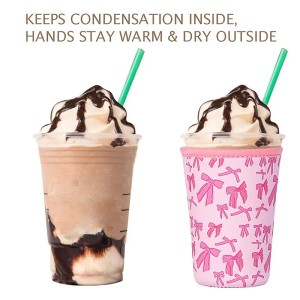 Hot Sale Neoprene Custom Woven Label Logo Iced Coffee Cup Sleeve Reusable Iced Coffee Sleeve for Hot&Cold Drink
