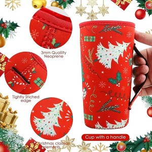Custom Sublimation Neoprene Insulated Christmas Coffee Cup Sleeves 16-32 oz Drink Cup Sleeve