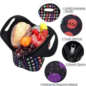 Neoprene Lunch Bag for Women Insulated Lunch Tote Bags Washable Lunch Container Box for Work Picnic Lightweight Meal Prep Bags