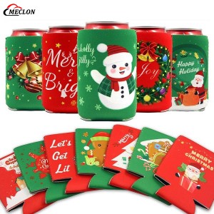 Sublimation Printing Neoprene Can Cooler Funny Christmas Beer Drink Can Cooler Sleeves