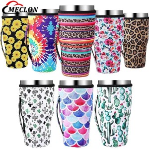 Custom Drink Cup Holder Neoprene Cup Sleeve Print Coffee Sleeve Insulated Cup Cover With Handle