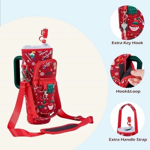 Durable for 40oz Tumbler Cup Sleeve Christmas Neoprene Bottle Cover with Phone Pouch