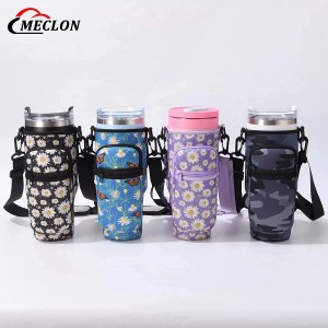Custom 40oz Water Bottle Holder Bag with Strap Neoprene Insulated Cover Tumbler Zippered Purse Pouch Bag