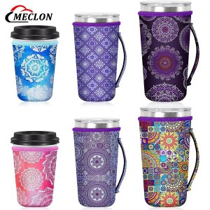 Factory Wholesale Neoprene Coffee Cup Sleeve Custom Print Insulated Handle Drink Cup Holder Cover