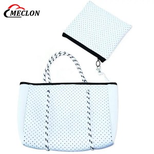 Customized Travel Tote Bags Neoprene Carry Handbag Beach Bags Lightweight Waterproof Shoulder Bag With Mini Purse