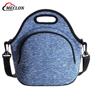 Custom Printed Neoprene Lunch Bag Adjustable Shoulder Straps Picnic Bag With Zipper Pocket Reusable Insulated Cooler Bag