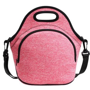 Custom Printed Neoprene Lunch Bag Adjustable Shoulder Straps Picnic Bag With Zipper Pocket Reusable Insulated Cooler Bag