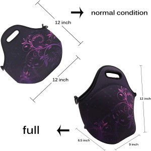 Insulated Neoprene Custom Lunch Bag for Women Reusable Foldable Lightweight Waterproof Lunch Bag