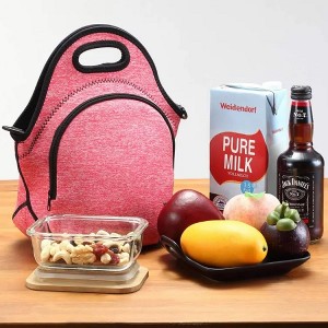 Custom Printed Neoprene Lunch Bag Adjustable Shoulder Straps Picnic Bag With Zipper Pocket Reusable Insulated Cooler Bag