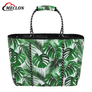 Custom Printing Large Neoprene Beach Tote Bag Two Inner Pocket with Handbag for Women & Men