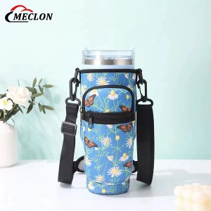 Custom Neoprene Adjustable Shoulder Strap Bottle Cover Sublimation Printing Water Cup Cooler Can Protective Sleeve