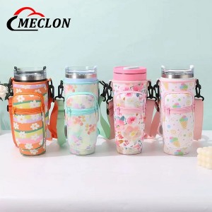 Custom Neoprene Adjustable Shoulder Strap Bottle Cover Sublimation Printing Water Cup Cooler Can Protective Sleeve