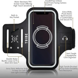 Water Resistant Cell Phone Armband Case Running Holder for iPhone Galaxy S Ultra Plus Edge Note Adjustable Strap & Key Pocket