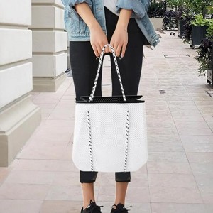 Neoprene Perforated Beach Bag Large Capacity Casual Mommy Hand Strap Shopping Bag Outdoor