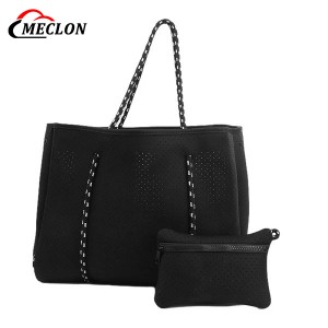 Large Neoprene Tote Bag for Women Everyday Designer Handbag for Travel Work and Beach with Zipper Pouch