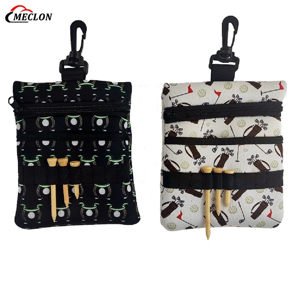 Portable Neoprene Golf Ball Holder Bag with Carabiner Clip Golf Accessories Golf Ball Pouch