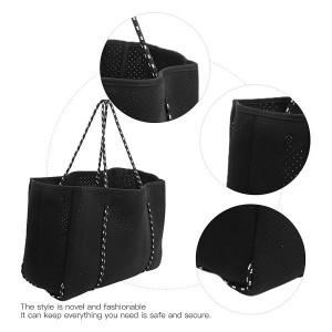 Large Neoprene Tote Bag for Women Everyday Designer Handbag for Travel Work and Beach with Zipper Pouch