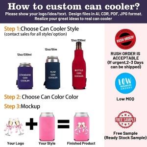 Insulated Neoprene 12oz Beer Cooler Personalized Drink Bottle Can Cooler Holder Sleeve Custom Logo