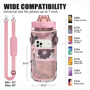Custom Cooler Bag Adjustable Strap Neoprene Water Bottle Carrier Sleeve Pouch Tumbler Cup Holder Sling Bag with Phone Pocket
