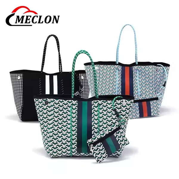Wholesale Custom Travel Handbag Summer Large Neoprene Beach Tote Bag with Small Wallet Women Shoulder Tote Beach Bag