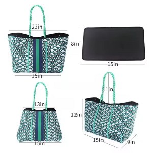 Wholesale Custom Travel Handbag Summer Large Neoprene Beach Tote Bag with Small Wallet Women Shoulder Tote Beach Bag
