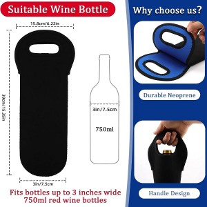 Neoprene Wine Tote Insulated Bag Single Bottle Wine Carrier Built Wine Bottle Holder for Travel