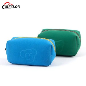 Wholesale Custom Diving Material Makeup Cosmetic Portable Storage Bag Waterproof Toiletry Bag Embossed LOGO
