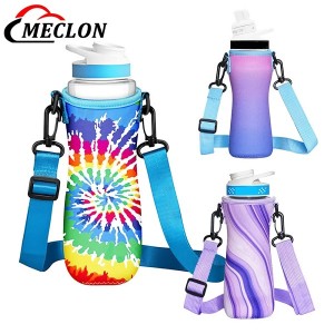 Custom Designer Neoprene Sleeves with Shoulder Strap Neoprene Water Bottle Bag