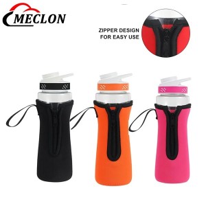 Custom Logo 22oz Insulated Neoprene Sleeves Water Bottle with Zipper Shoulder Strap