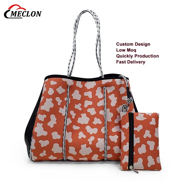 Custom Large Capacity Neoprene Women Tote Bag Waterproof Portable Beach Bag Outdoor Ladies Shopping Bag