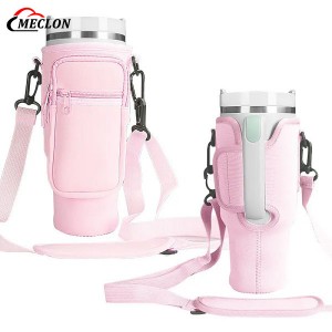 Custom Design SBR Neoprene Gym Water Bottle Sleeve Zipper Portable Sport Tumbler Unisex Coin Purse Keychain Holder Sublimation