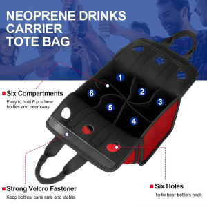 6 Pack Beer Cooler Tote Bag, Extra Thick Neoprene Beer Bottle/Can/Beverage Carrier