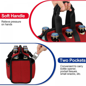 6 Pack Beer Cooler Tote Bag, Extra Thick Neoprene Beer Bottle/Can/Beverage Carrier