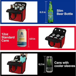 6 Pack Beer Cooler Tote Bag, Extra Thick Neoprene Beer Bottle/Can/Beverage Carrier