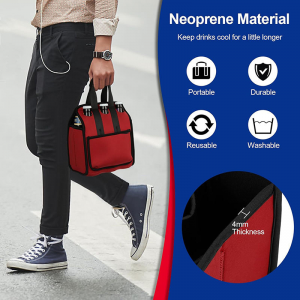 6 Pack Beer Cooler Tote Bag, Extra Thick Neoprene Beer Bottle/Can/Beverage Carrier