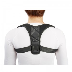 PU Leather Nylon Fabric Adjustable Pain Relif Upper Back Posture Corrector