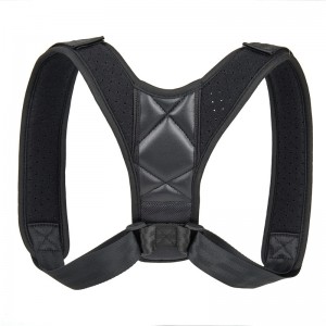 PU Leather Nylon Fabric Adjustable Pain Relif Upper Back Posture Corrector