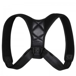 Indwangu ye-PU Leather Nylon Adjustable Pain Relif Upper Back Back Posture Corrector